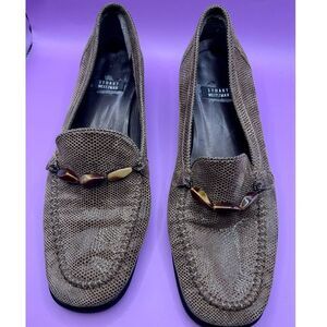 Stuart Weitzman Brown Beaded Stacked Heel Loafer -7.5